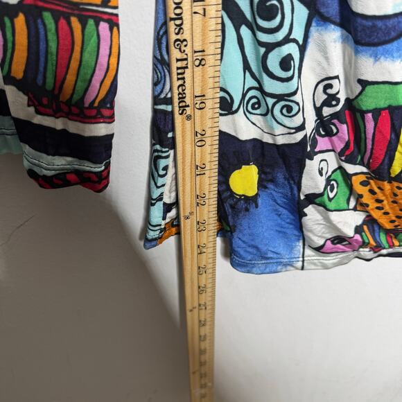 Boston Proper Multicolor‎ Fish Nautical Print Wrap Top Long Sleeve V-Neck Medium - Picture 5 of 7